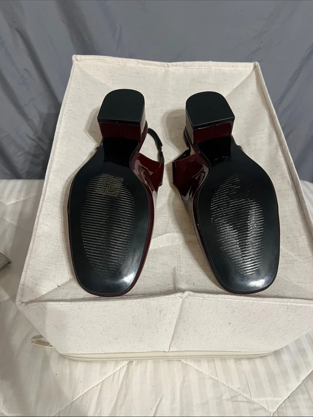 Burgundy Slingback Buckle Mary Jane Heels - Picture 4 of 4